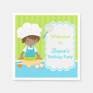 Niedliche Afroamerikaner Baking Birthday Party Serviette