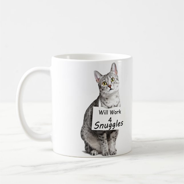 Niedliche Ägypter Mau Katzen-Werbung für Snuggles Kaffeetasse (Links)