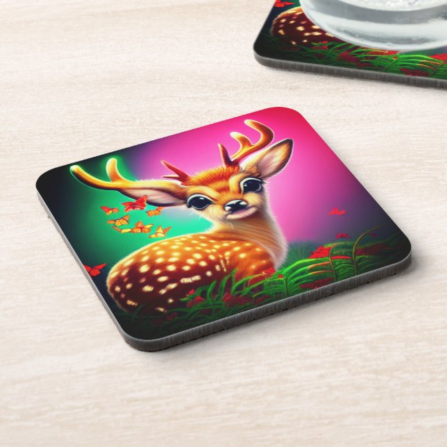 Niedliche AI Baby Deer Getränkeuntersetzer (Linke Seite)