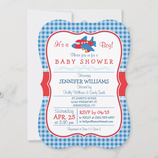 Niedliche Airplane-Baby-Dusche Einladung (Vorderseite)