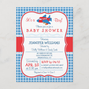 Niedliche Airplane-Baby-Dusche Einladungspostkarte