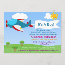 Niedliche Airplane Boy Baby Dusche Einladung