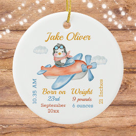Niedliche Airplane Penguin Baby Boy Stats Keramik  Keramik Ornament