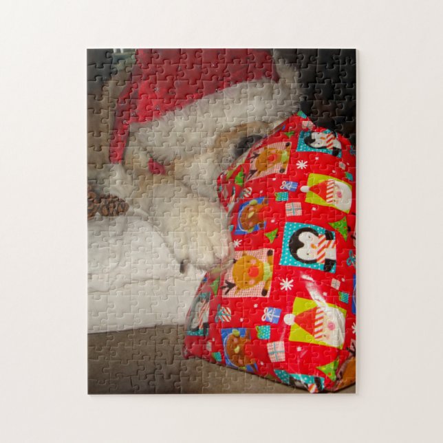 Niedliche akita in roter Weihnachtsmannmütze für W (Vertikal)