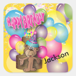 Niedliche Alberne Affengelbe Geburtstagspartei Quadratischer Aufkleber