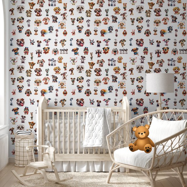 Niedliche Alberne Wasserfarben Hunde Welpen Muster Tapete (Von Creator hochgeladen)