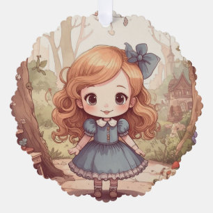 Niedliche Alice Abenteuer Wunderland Waldland Kuns Ornament Karte