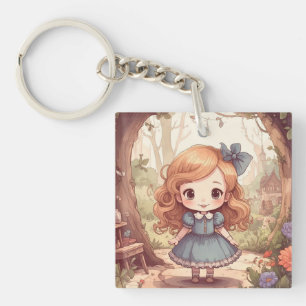 Niedliche Alice Abenteuer Wunderland Waldland Kuns Schlüsselanhänger
