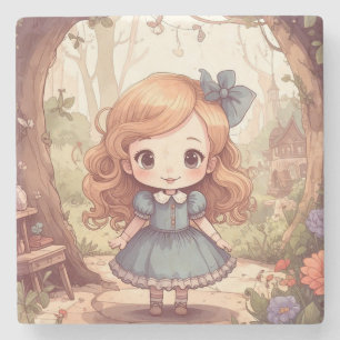Niedliche Alice Abenteuer Wunderland Waldland Kuns Steinuntersetzer
