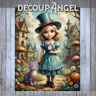 Niedliche Alice im Wunderland und Cheshire Cat Dec Seidenpapier