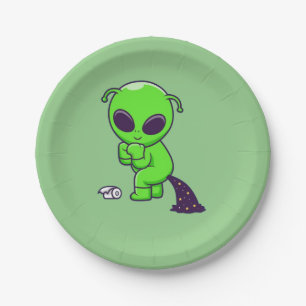 Niedliche Alien kacke Raum Pappteller