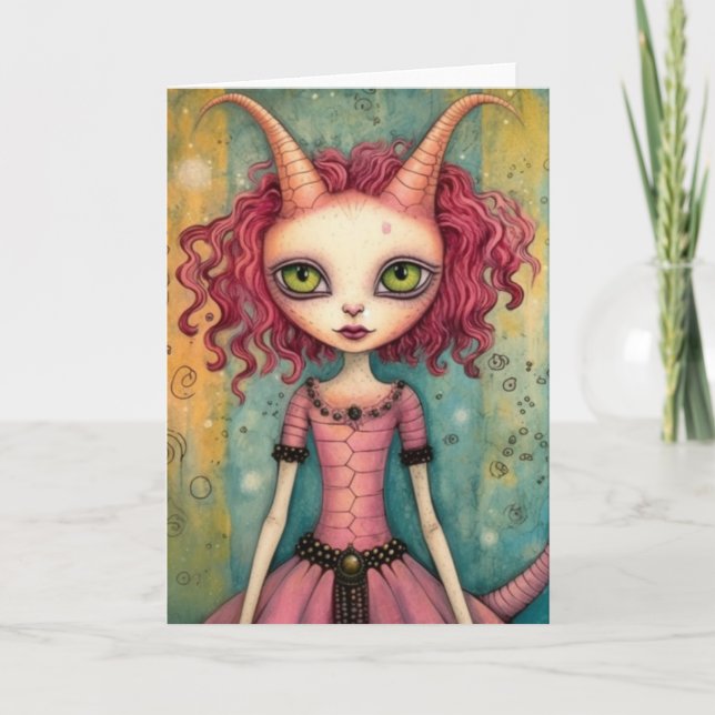 Niedliche Alien Lady Jedes Anlasses Karte (Vorderseite)