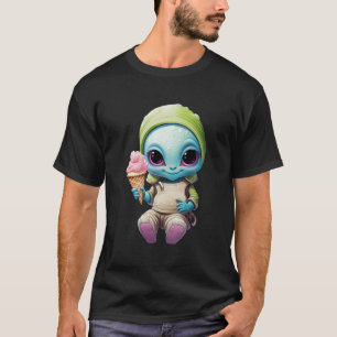 Niedliche Alien mit weichem Eis Intergalaktisches T-Shirt