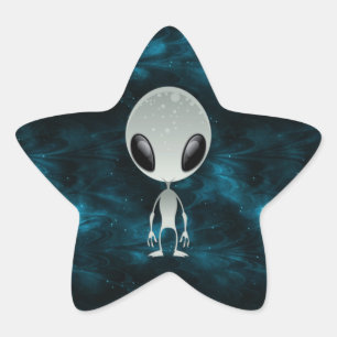 Niedliche Alien Stern-Aufkleber
