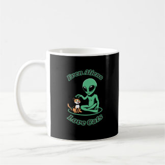 Niedliche Alien und Katze. humorvoll Kaffeetasse