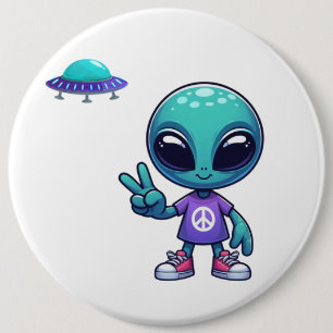 Niedliche Alien und Raumfahrt Button