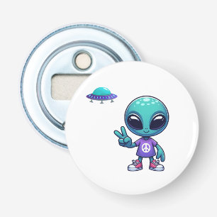 Niedliche Alien und Raumfahrt Flaschenöffner