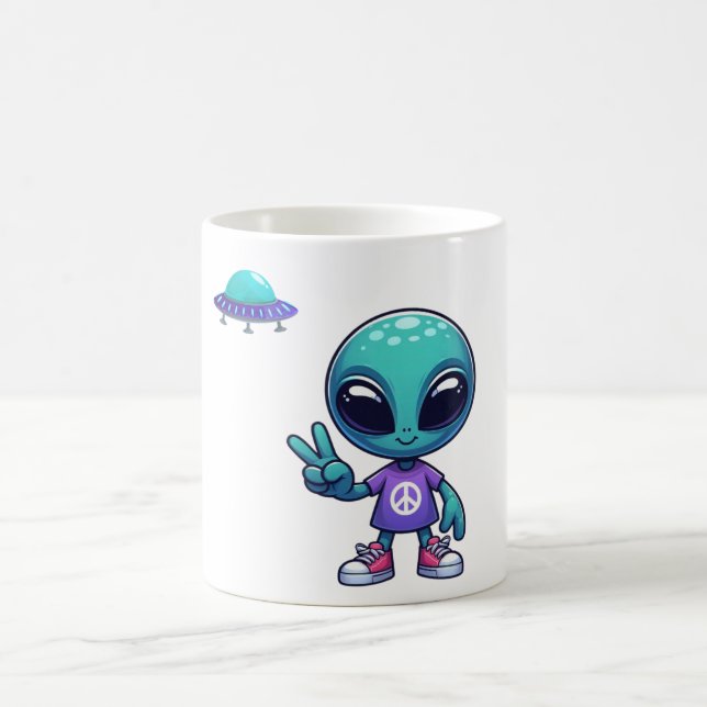 Niedliche Alien und Raumfahrt Kaffeetasse (Mittel)