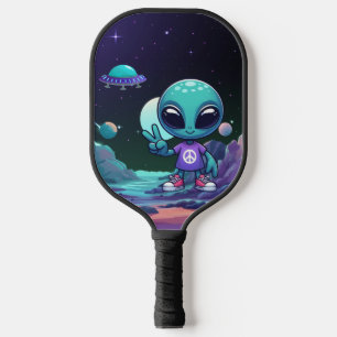 Niedliche Alien und Raumfahrt Pickleball Schläger