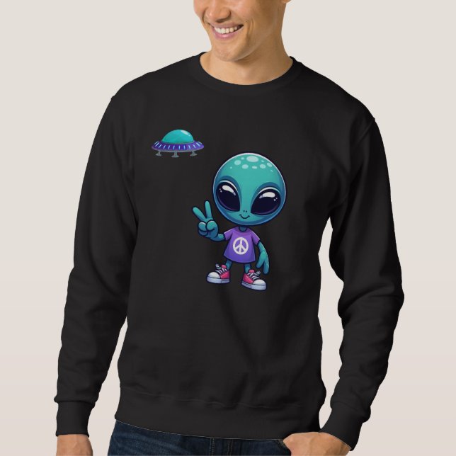 Niedliche Alien und Raumfahrt Sweatshirt (Vorderseite)