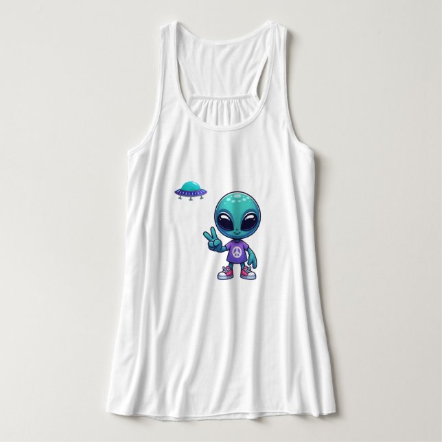 Niedliche Alien und Raumfahrt Tank Top (Design Vorderseite)