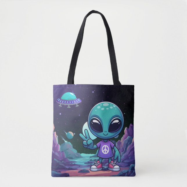Niedliche Alien und Raumfahrt Tasche (Vorderseite)