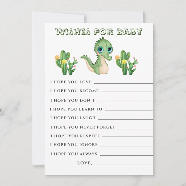 Niedliche Alligator Green wünscht Baby-Duschkarte (Vorderseite)