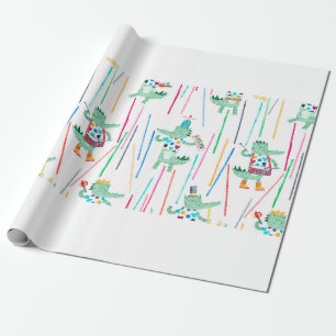 Niedliche Alligatoren mit Musikinstrumenten. Water Geschenkpapier