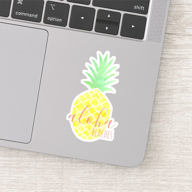 Niedliche Aloha Beaches Tropisches Ananas Aufkleber (Detail)