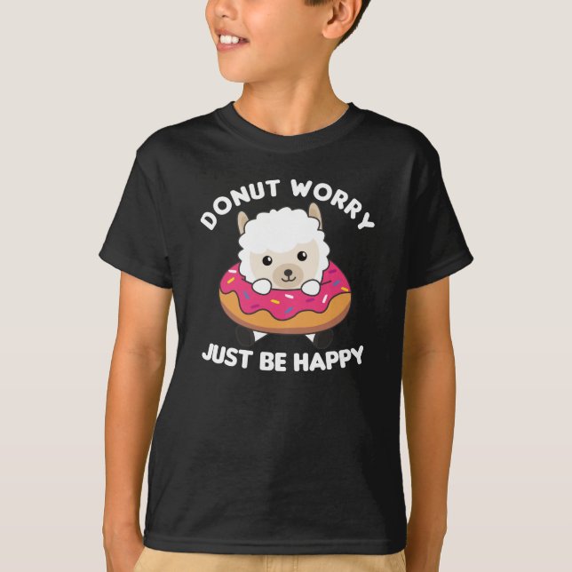 Niedliche Alpaca Funny Animes in Donut Pink T-Shirt (Vorderseite)
