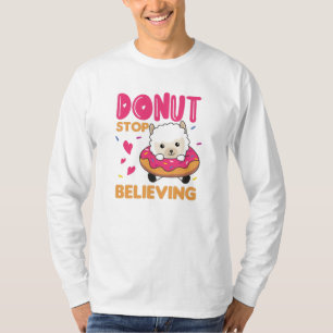 Niedliche Alpaca Funny Animes in Donut Pink T-Shirt