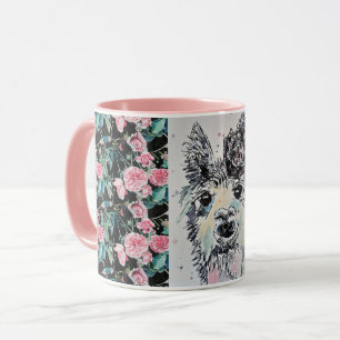 Niedliche Alpaca Llama Rose Aquarellmalerei Tasse