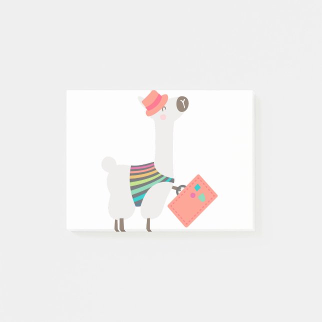 Niedliche Alpaca und Koffer Post-it Klebezettel (Vorderseite)