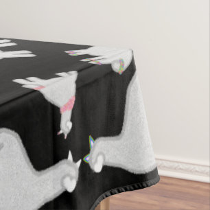 Niedliche Alpacas mit Glitzer Blasen Blume Spaß Tischdecke