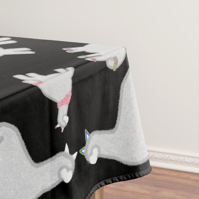 Niedliche Alpacas mit Glitzer Blasen Blume Spaß Tischdecke (Beispiel)