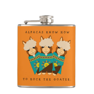 Niedliche Alpacas Rocking Goatees & Aquamarine Ser Flachmann