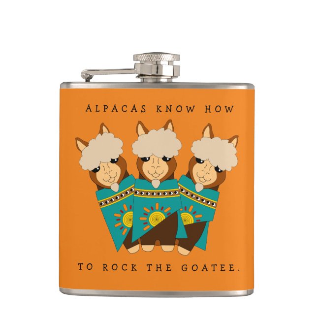 Niedliche Alpacas Rocking Goatees & Aquamarine Ser Flachmann (Vorderseite)