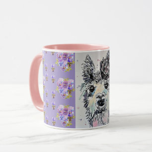 Niedliche Alpacca Llama lila Aquarellmalerei Tasse