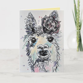 Niedliche Alpacca Llama Watercolor Geburtstagskart Karte