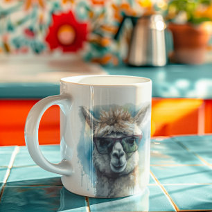 niedliche Alpaka mit Sonnenbrille Kaffeetasse