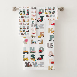 Niedliche Alphabet-ABC-LKWs, Transportfahrzeuge Badhandtuch Set