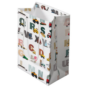 Niedliche Alphabet-ABC-LKWs, Transportfahrzeuge Mittlere Geschenktüte