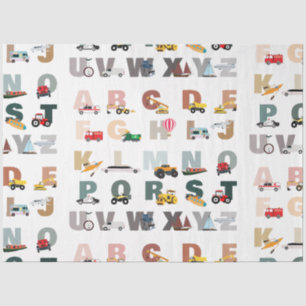 Niedliche Alphabet-ABC-LKWs, Transportfahrzeuge Seidenpapier