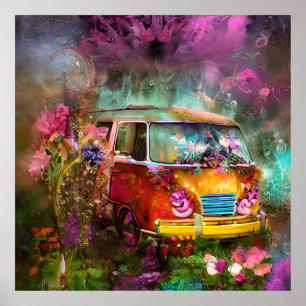 Niedliche alte sehr rostige Combi van Blume Hibisz Poster