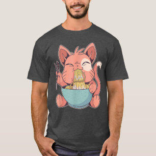 Niedliche Ameisenkatze füttre Pasta in Ramen-Suppe T-Shirt