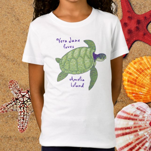 Niedliche Amelia Island Florida Sea Turtle T-Shirt (Von Creator hochgeladen)