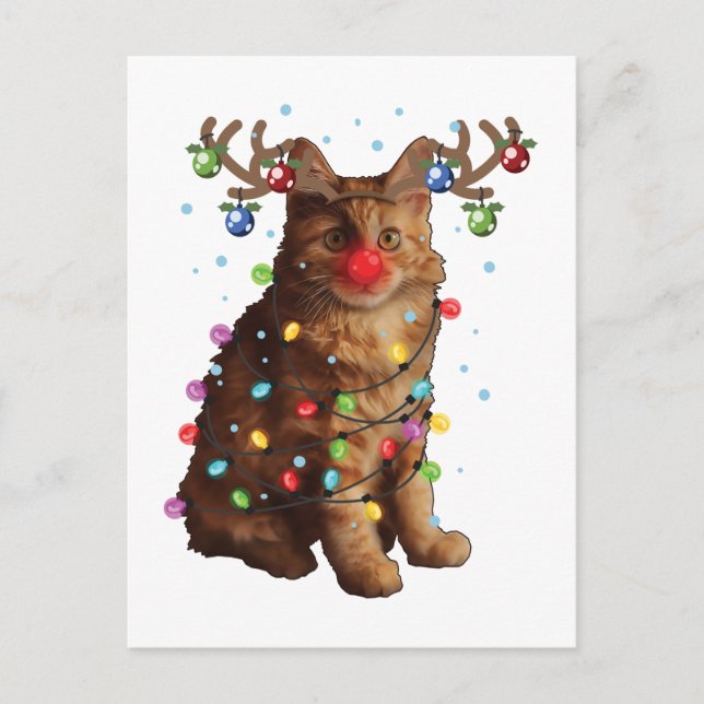 Niedliche amerikanische Bobtail Cat Weihnachtsgesc Postkarte (Vorderseite)