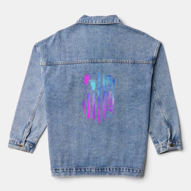 Niedliche amerikanische Flagge Patreotic Nicu Nurs Jeansjacke (Rückseite)
