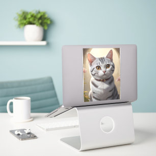 Niedliche amerikanische Kurzkatze mit Big Eyes Aufkleber