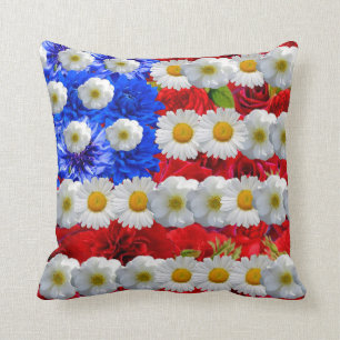 niedliche amerikanische mit Blumenflagge Kissen